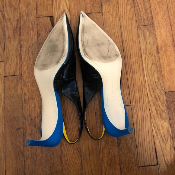 Zara Contrast Patent Suede Pointy Toe Slingbacks - Picture 11 of 11